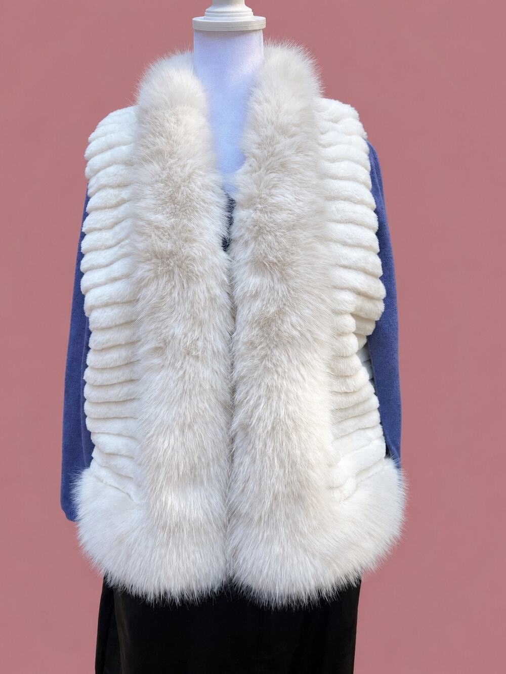Kaleidoscope Accessories Winter White Faux Fur Zip Front Vest One Size
